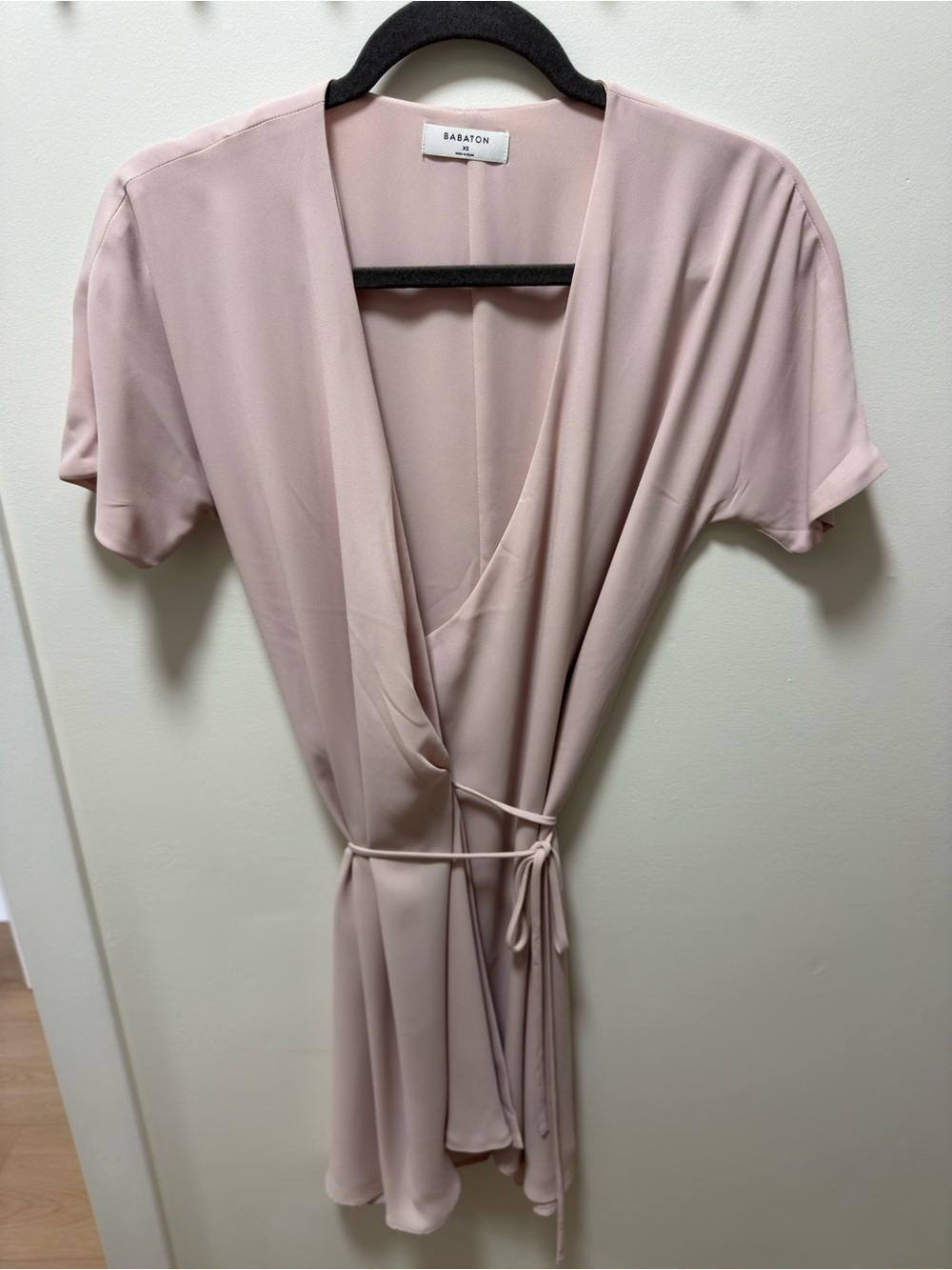Aritzia Babaton Blush Pink Wrap Mini Dress